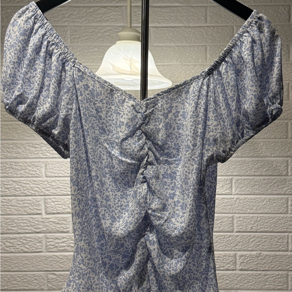 Sienna Sky Silver Ruched Asymmetrical Blouse